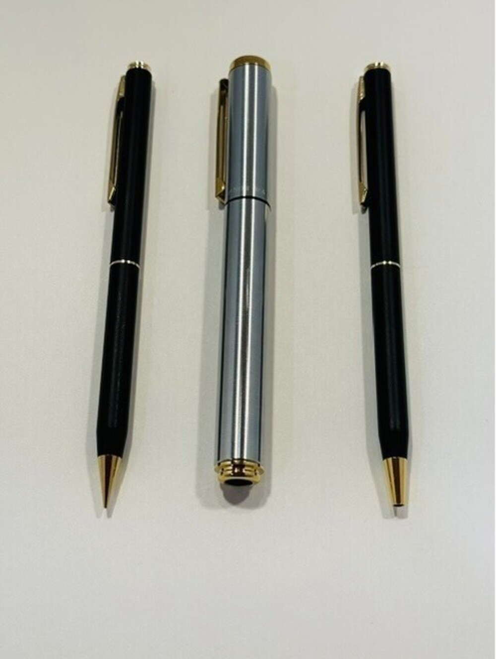 Vintage Sheaffer TRZ Matte Black Ballpoint Pencil & Brushed Steel Rollerball Set